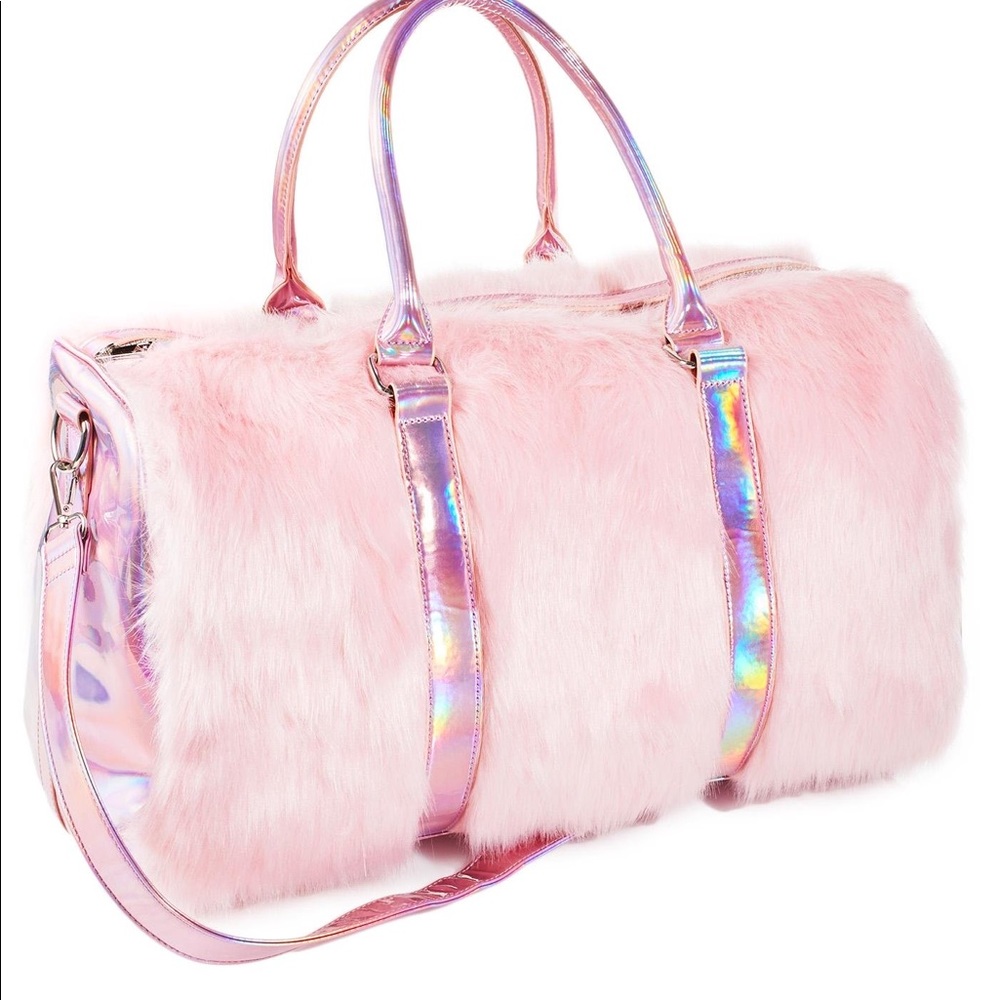 Dolls kill Pink Fur Weekender Bag